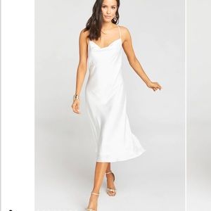 NWT Show Me Your Mumu Verona Cowl dress size small Ivory Luxe Satin